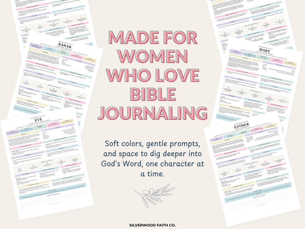 Women of the Bible Study Guide, 50 Women Bible Character Study, Christian Bible Study Journal, Printable PDF, PASTEL (Digital Download) 521