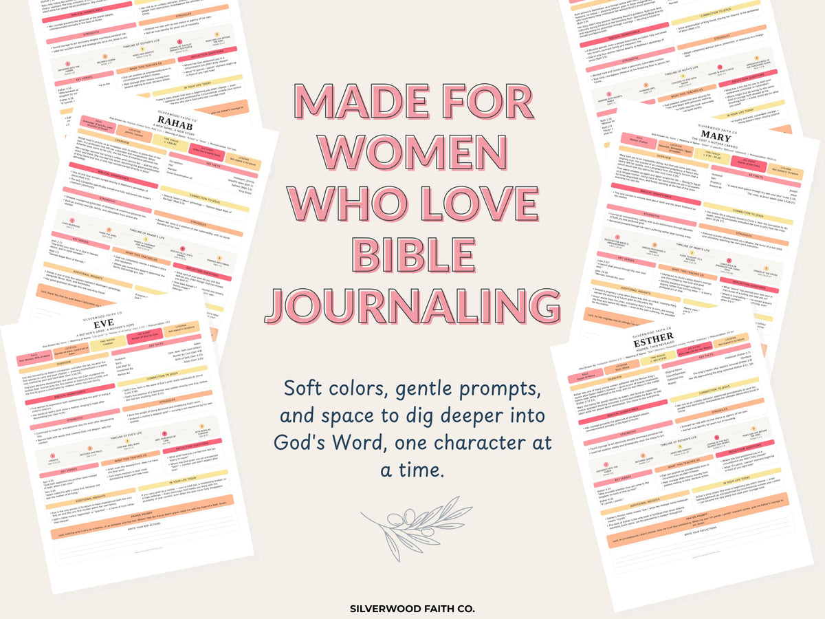 50 Women of the Bible Character Summaries Bundle, Women of the Bible Study Guide, Printable PDF, PINK MEADOW (Digital Download) 523
