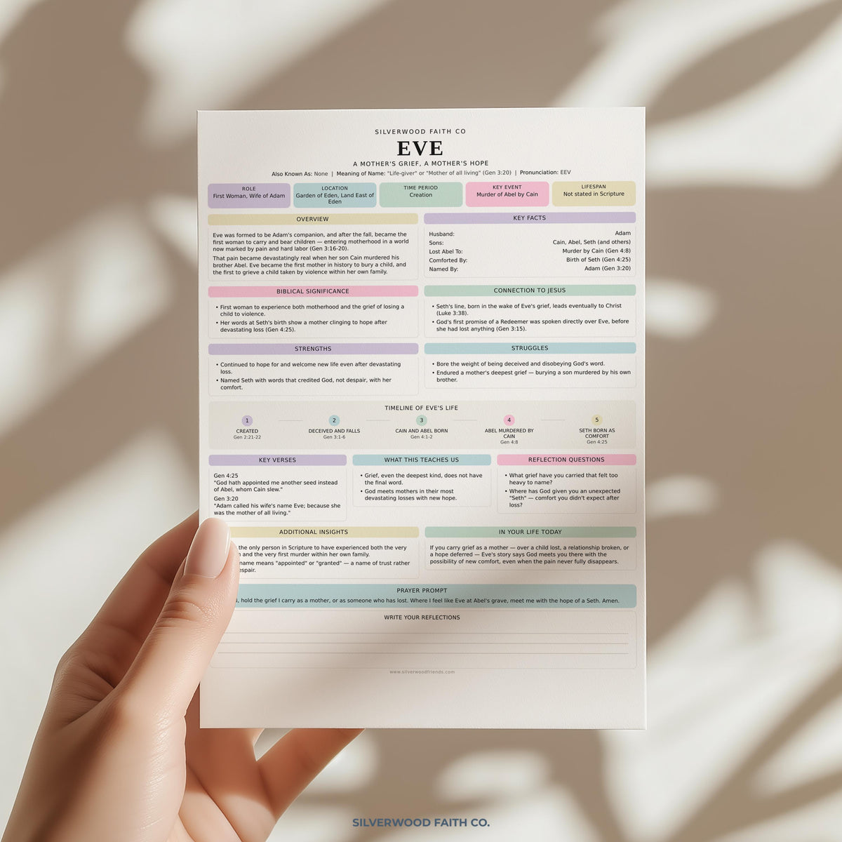 Women of the Bible Study Guide Inserts, 50 Women Bible Character Study Journal Tip Ins, Printable PDF, PASTEL (Digital Download) 521