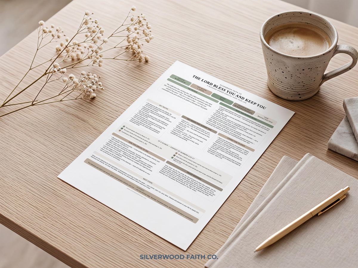 Spiritual workbook printable art for meditation room — organized Bible study layout with neutral palette and peaceful styling