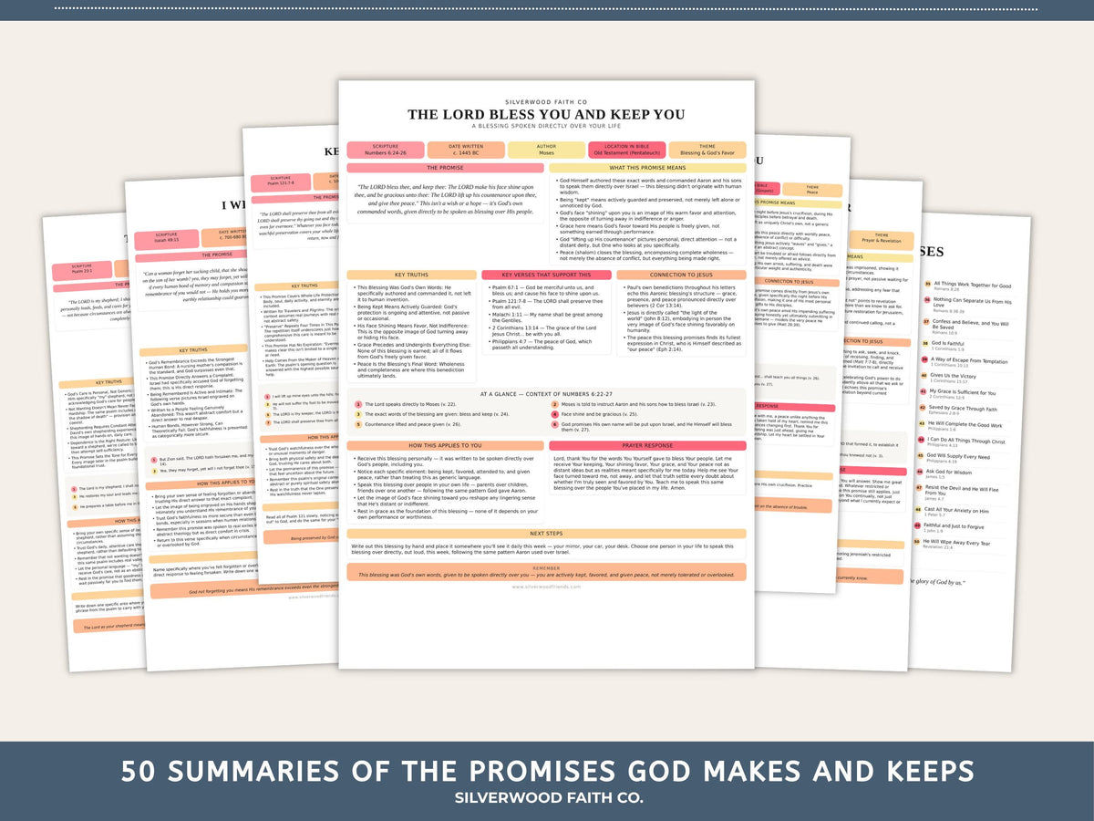 Bible Inserts Biblical Promises Summaries: 50 Promises that God Makes and Keeps, Bible Study Tip Ins, PINK MEADOW (Digital Download) 526