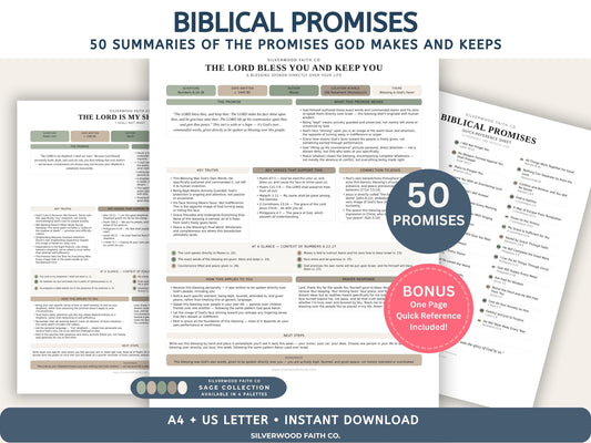 Biblical Promises Summaries: 50 Promises that God Makes and Keeps, Gods Promises Bible Journaling, SAGE BOTANICAL (Digital Download) 527
