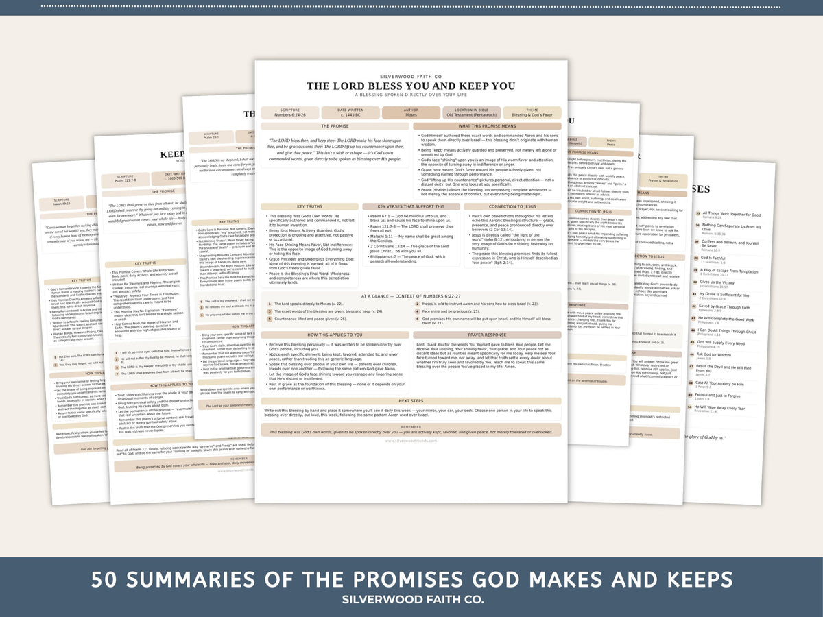 Bible Inserts Biblical Promises Summaries: 50 Promises that God Makes and Keeps, Bible Study Tip Ins, CASHMERE FIELDS (Digital Download) 524