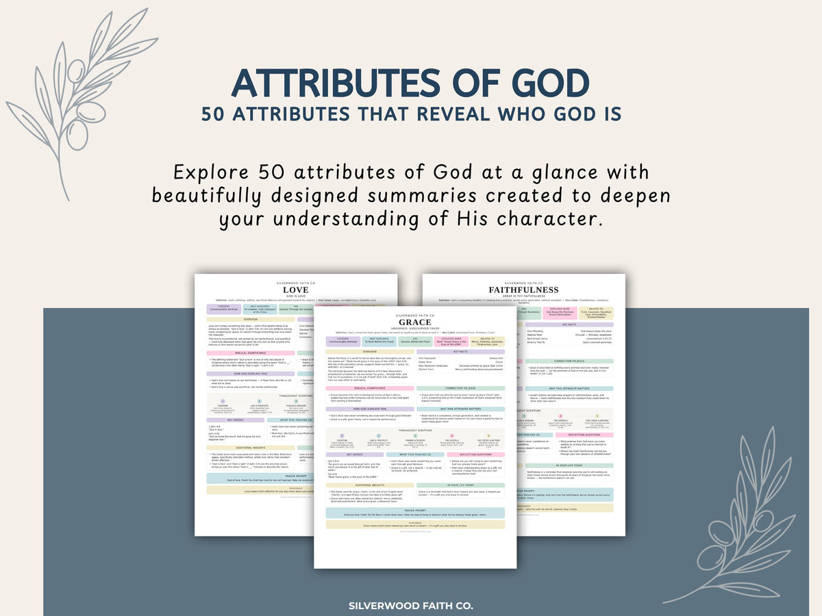 50 Attributes of God Bible Inserts, Characteristics of God Tip Ins, Sunday School Lesson Printable PDF, PASTEL (Digital Download) 529