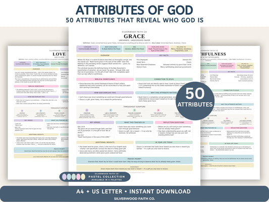 Attributes of God Bible Study, Characteristics of God Bible Unit Sunday School Lesson Printable PDF, PASTEL (Digital Download) 529
