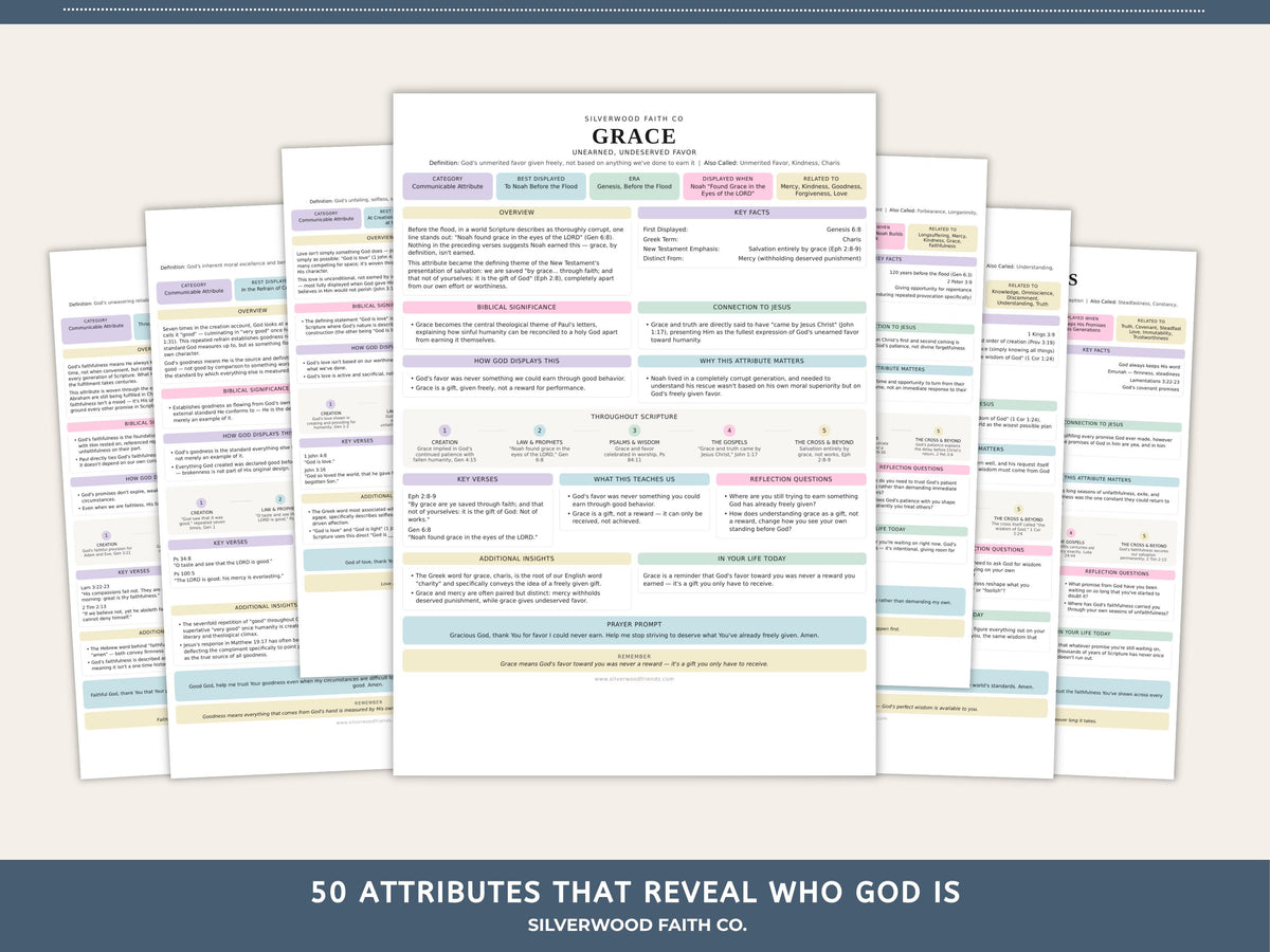 50 Attributes of God Bible Inserts, Characteristics of God Tip Ins, Sunday School Lesson Printable PDF, PASTEL (Digital Download) 529