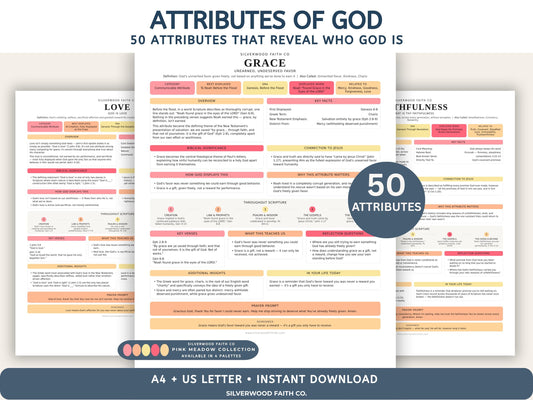 Attributes of God Bible Study, Characteristics of God Bible Unit Sunday School Lesson Printable PDF, PINK MEADOW (Digital Download) 530