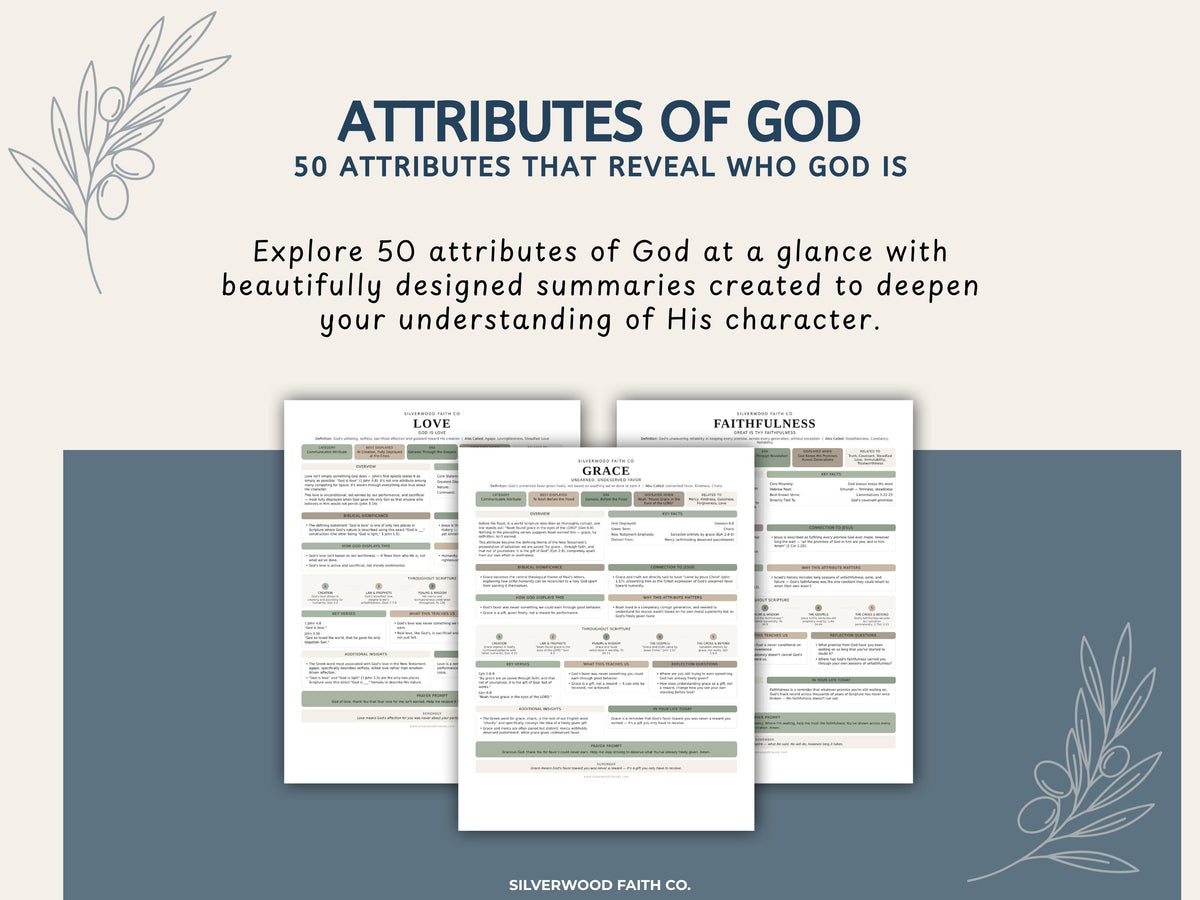 50 Attributes of God Bible Inserts, Characteristics of God Bible Tip Ins, Sunday School Printable PDF, SAGE BOTANICAL (Digital Download) 531