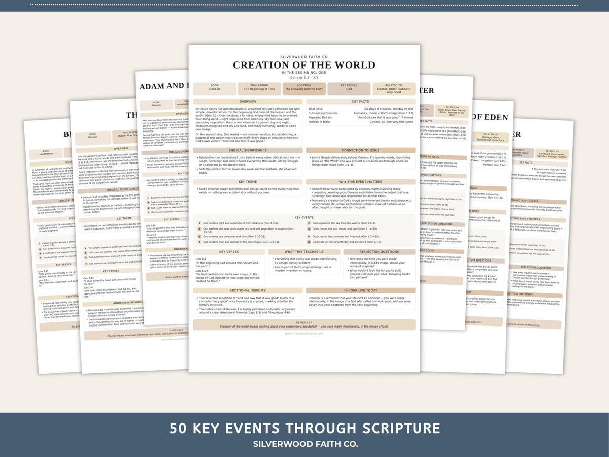 Bible study guide chart picture for Christian education — clean typographic design in dusty rose and cream tones