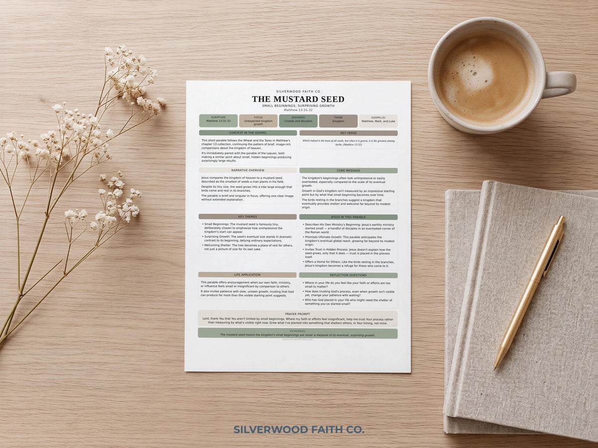 Religious study guide wall art for office — clean digital print design with muted color blocking and contemplative mood