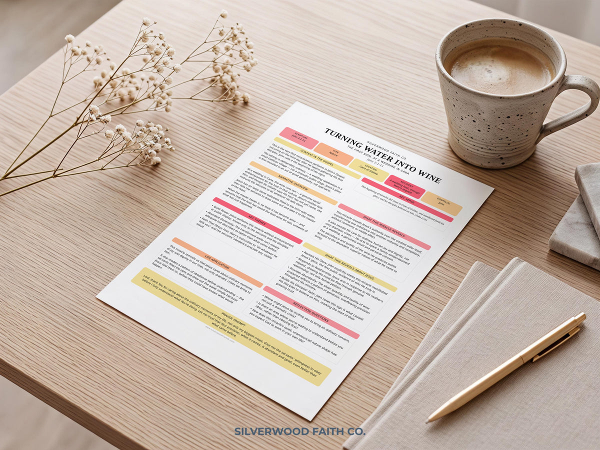 Digital download Bible study guide poster art with pastel layout for Christian homeschool curriculum and household faith exploration