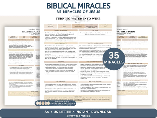 35 Miracles of Jesus Bundle Series, Bible Study Printable, Christian Lesson Posters, Sunday School, CASHMERE (Digital Download) 552