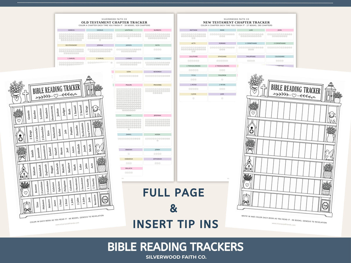 Bible Reading Tracker, Printable Books of the Bible Bookshelf Tracker, Printable Bible Study Template, PASTEL (Digital Download) 567
