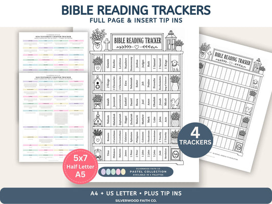 Bible Reading Tracker, Printable Books of the Bible Bookshelf Tracker, Printable Bible Study Template, PASTEL (Digital Download) 567
