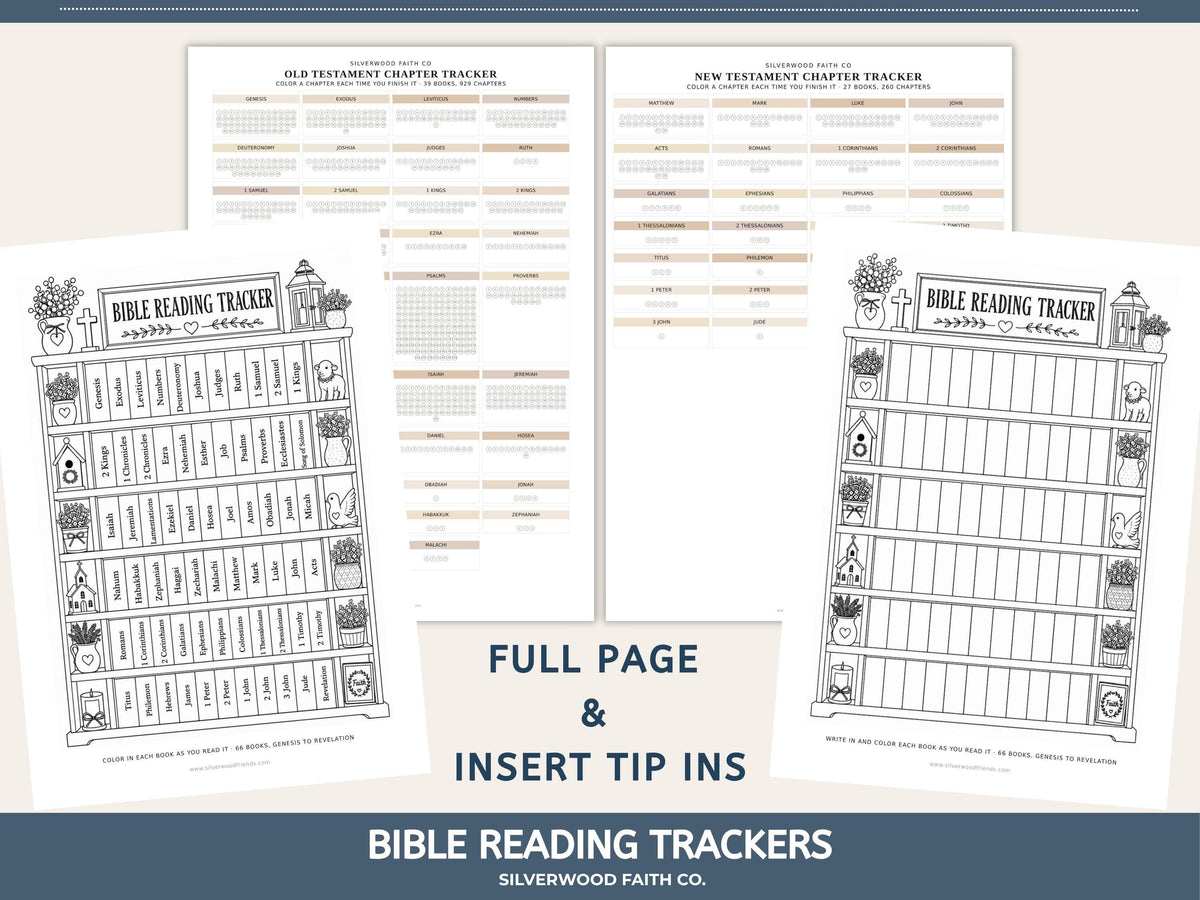 Bible Reading Tracker, Printable Books of the Bible Bookshelf Tracker, Printable Bible Study Template, CASHMERE (Digital Download) 566