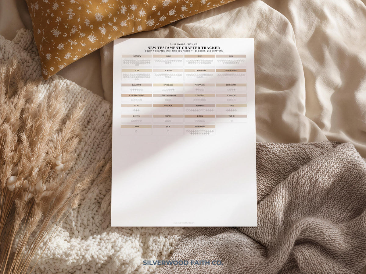 Bible Reading Tracker, Printable Books of the Bible Bookshelf Tracker, Printable Bible Study Template, CASHMERE (Digital Download) 566