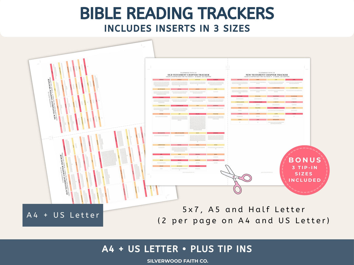 Bible Reading Tracker, Printable Books of the Bible Bookshelf Tracker, Printable Bible Study Template, PINK MEADOW (Digital Download) 568
