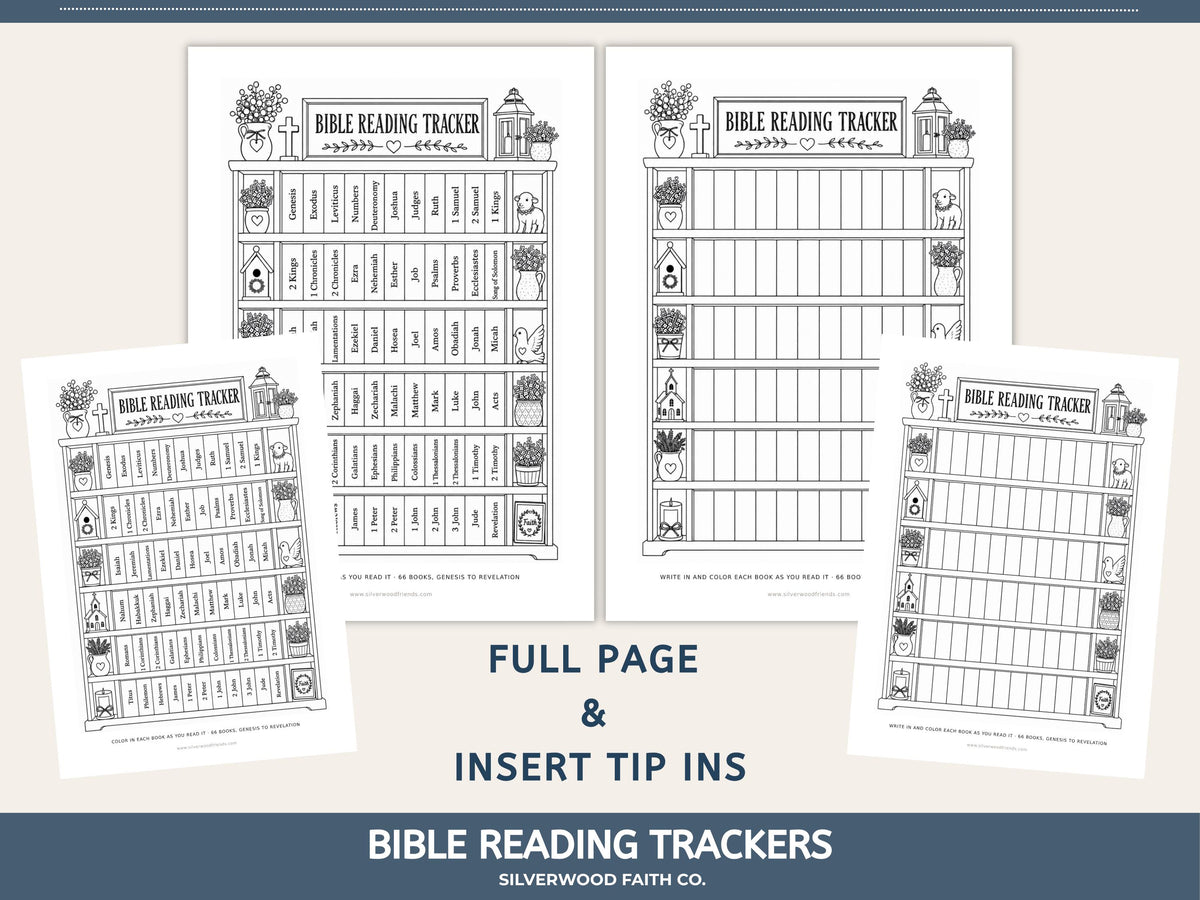 Bible Reading Tracker, Printable Books of the Bible Bookshelf Tracker, Printable Bible Study Template (Digital Download) 561