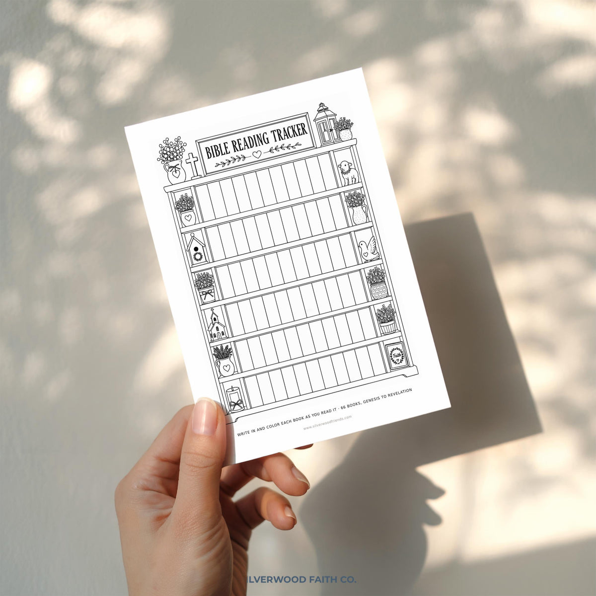 Bible Reading Tracker, Printable Books of the Bible Bookshelf Tracker, Printable Bible Study Template (Digital Download) 561