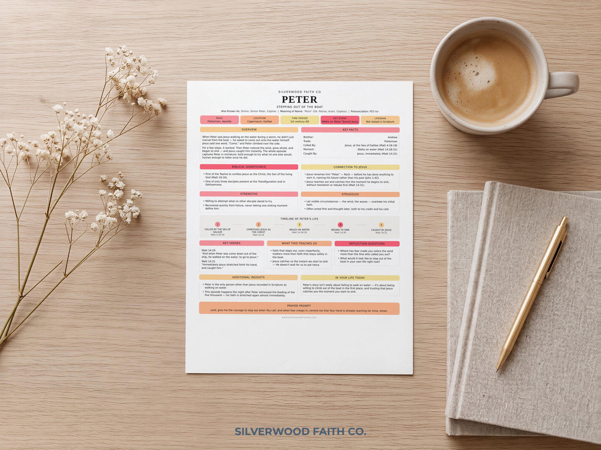 Twelve apostles educational wall artwork digital download — Peter reference guide printable for scripture study binder organization