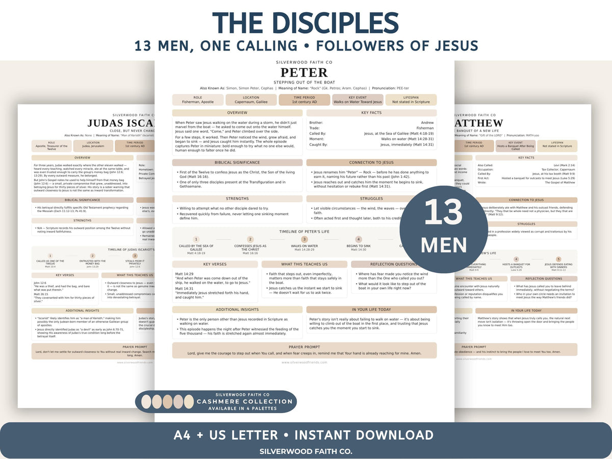 Disciples of Jesus Bible Study Guide, 12 Apostles, Jesus' Disciples Bible Character Study, CASHMERE (Digital Download) 570