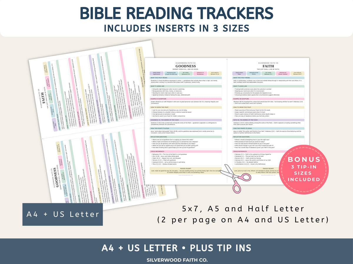 Fruit of the Spirit Study Guide Bundle, Galatians 5 Bible Study, Full Page Worksheets & Bible Insert Tip Ins PASTEL (Digital Download) 577