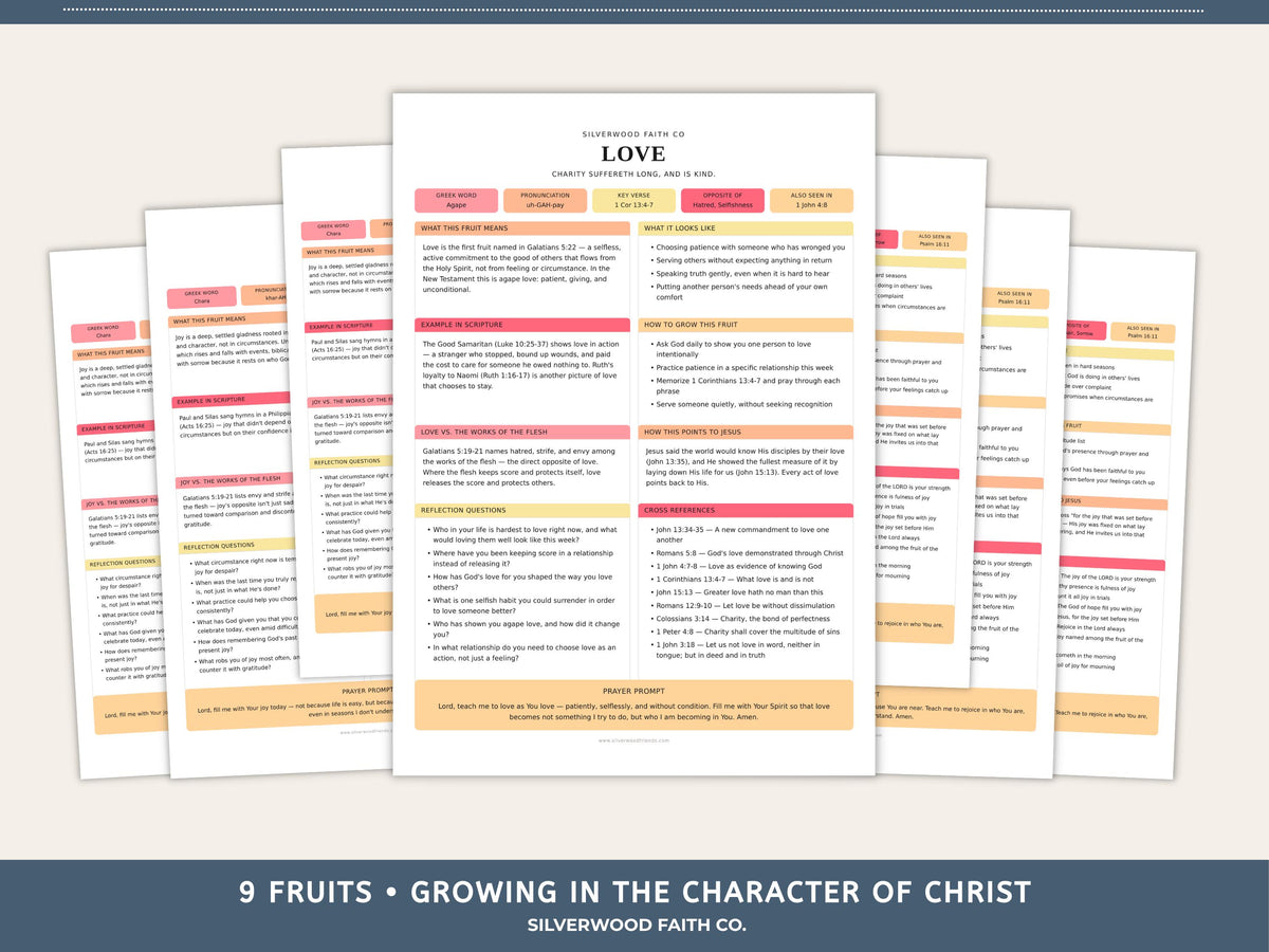 Fruit of the Spirit Study Guide Bundle, Galatians 5 Bible Study,Full Page Worksheet & Bible Insert Tip Ins PINK MEADOW (Digital Download)579