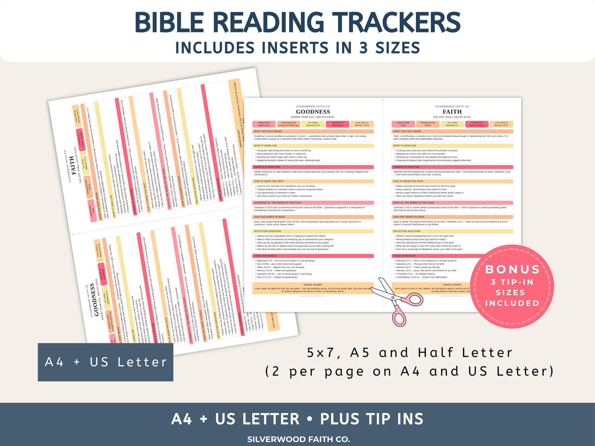 Fruit of the Spirit Study Guide Bundle, Galatians 5 Bible Study,Full Page Worksheet & Bible Insert Tip Ins PINK MEADOW (Digital Download)579