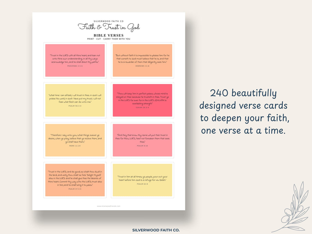 240 Bible Verse Cards, Printable Scripture Cards, Bible Study Memory Verse Cards, Prayer Cards, PINK MEADOW (Digital Download) 587