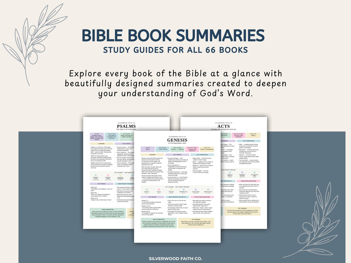 Bible Study Guide, Summaries for All 66 Books of the Bible, Bible Book Summaries, Printable PDF, PASTEL (Digital Download) 499