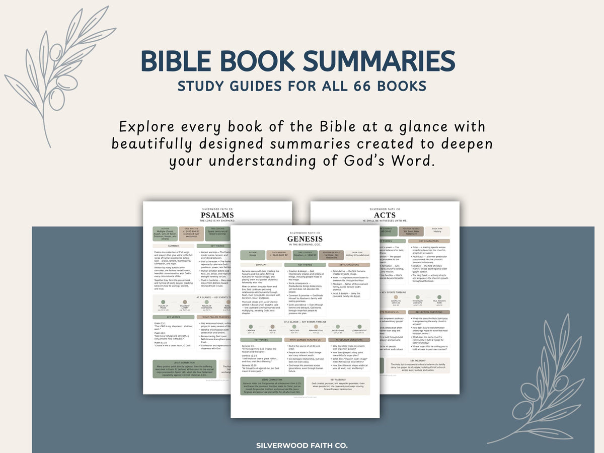 Bible Study Guide, Summaries for All 66 Books of the Bible, Bible Book Summaries, Printable PDF, SAGE BOTANICAL (Digital Download) 498