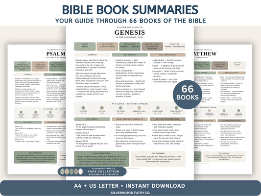 Bible Study Guide, Summaries for All 66 Books of the Bible, Bible Book Summaries, Printable PDF, SAGE BOTANICAL (Digital Download) 498