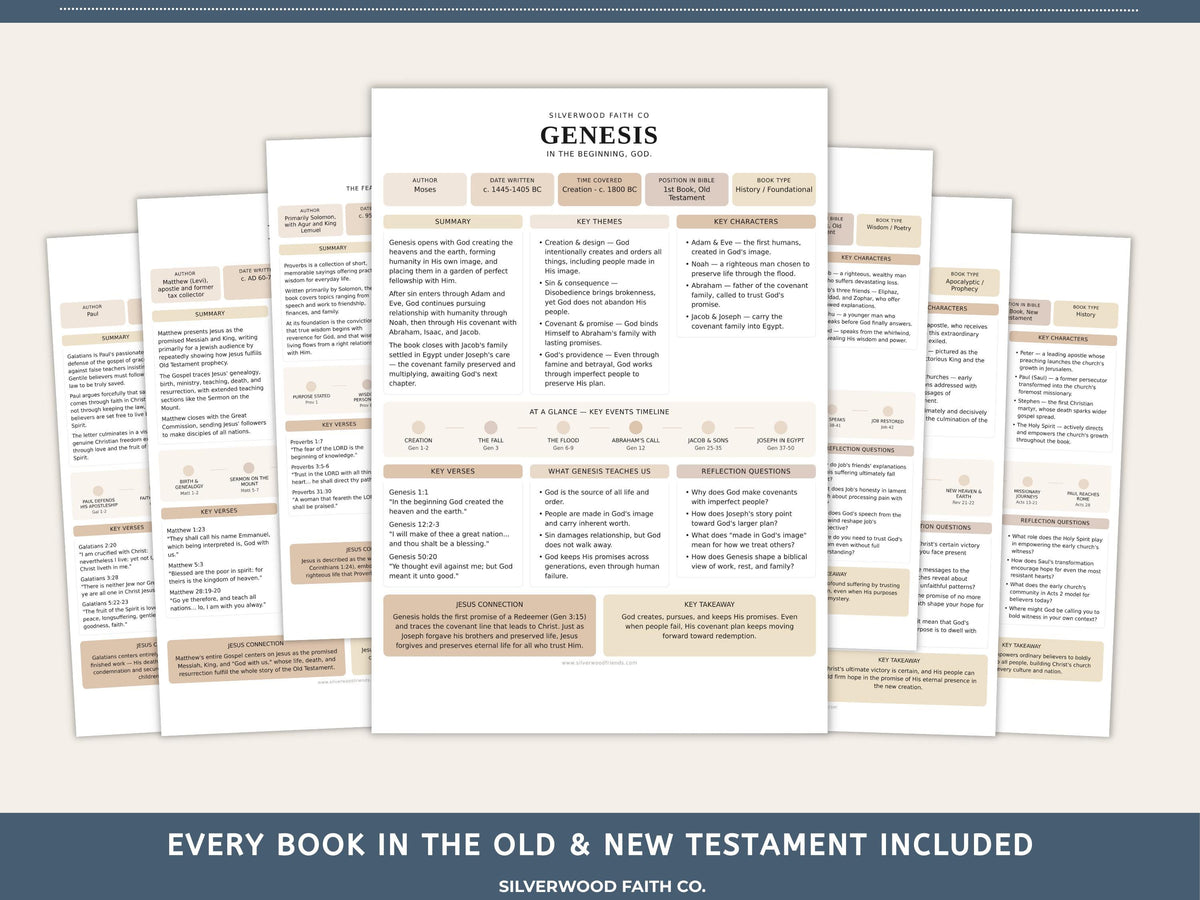 Bible Study Guide, Summaries for All 66 Books of the Bible, Bible Book Summaries, Printable PDF CASHMERE (Digital Download) 496