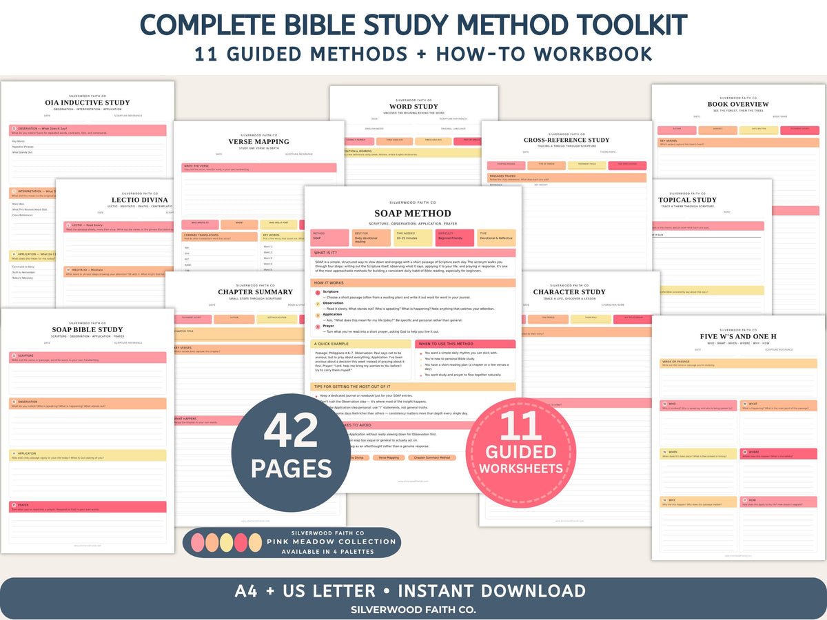 Bible Study Methods Bundle, Bible Study Journal Methods, SOAP Bible Study Method, Verse Mapping, Bible Character Study (Digital Download)614