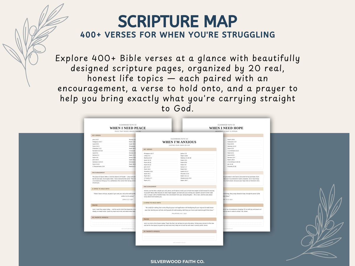 Loaded Bible Scripture Worksheets for Anxiety, Grief & Fear, Scripture Map Verse Mapping, Bible Study Journal PDF (Digital Download) 627