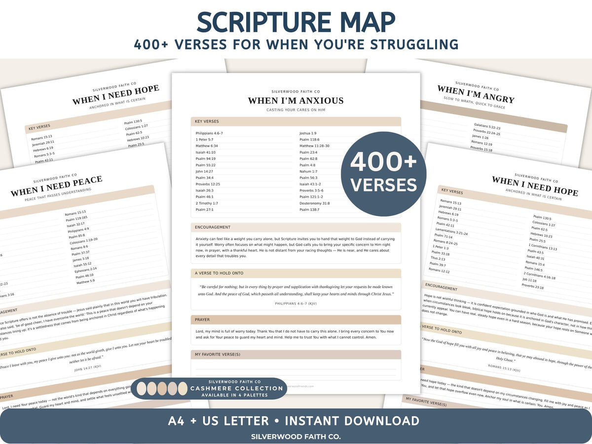 Loaded Bible Scripture Worksheets for Anxiety, Grief & Fear, Scripture Map Verse Mapping, Bible Study Journal PDF (Digital Download) 627