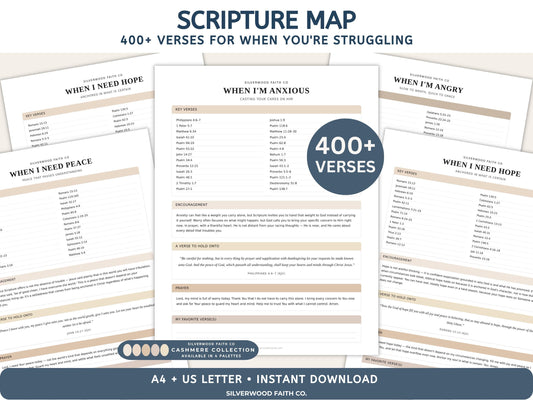 Loaded Bible Scripture Worksheets for Anxiety, Grief & Fear, Scripture Map Verse Mapping, Bible Study Journal PDF (Digital Download) 627
