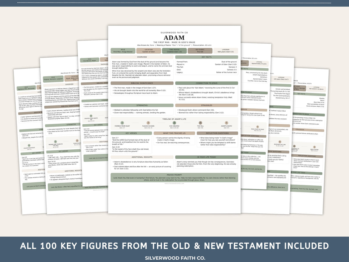 Bible Character Study: Summaries for 100 Biblical Figures, PDF Printable, SAGE BOTANICAL (Digital Download) 519