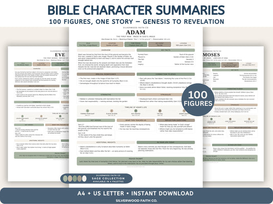 Bible Character Study: Summaries for 100 Biblical Figures, PDF Printable, SAGE BOTANICAL (Digital Download) 519
