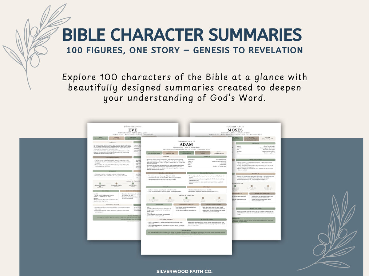 Bible Character Study Inserts: Tip Ins Summaries for 100 Biblical Figures, PDF Printable, SAGE BOTANICAL (Digital Download) 519