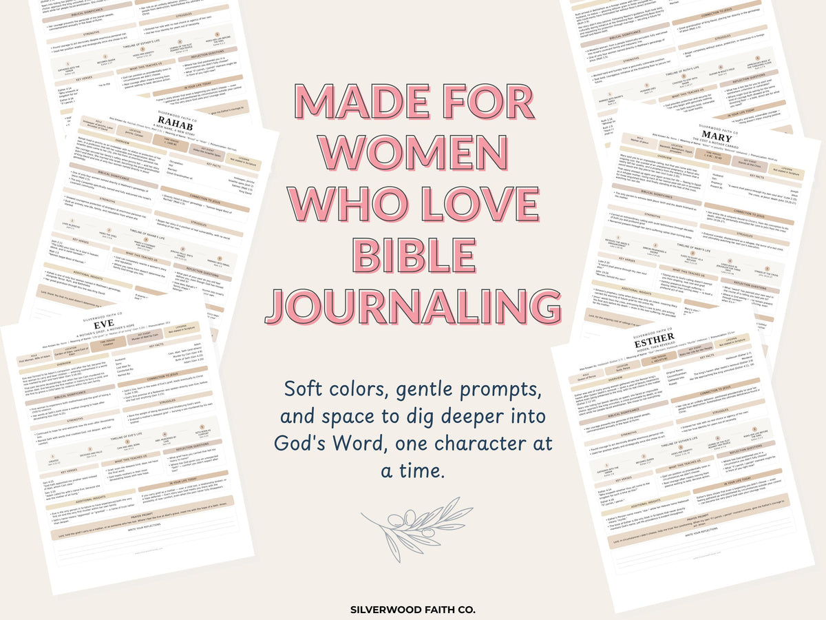 50 Women of the Bible Character Summaries Bundle, Women of the Bible Study Guide, Printable PDF, CASHMERE FIELDS (Digital Download) 522