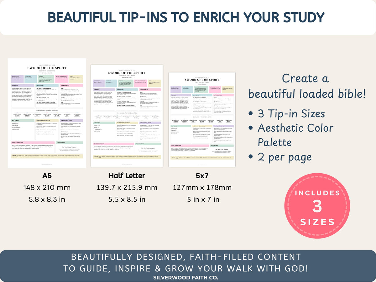 Armor Of God Bible Study Guide, Loaded Bible Tip Ins, Bible Journaling Inserts Printable PDF, PASTEL (Digital Download) 635