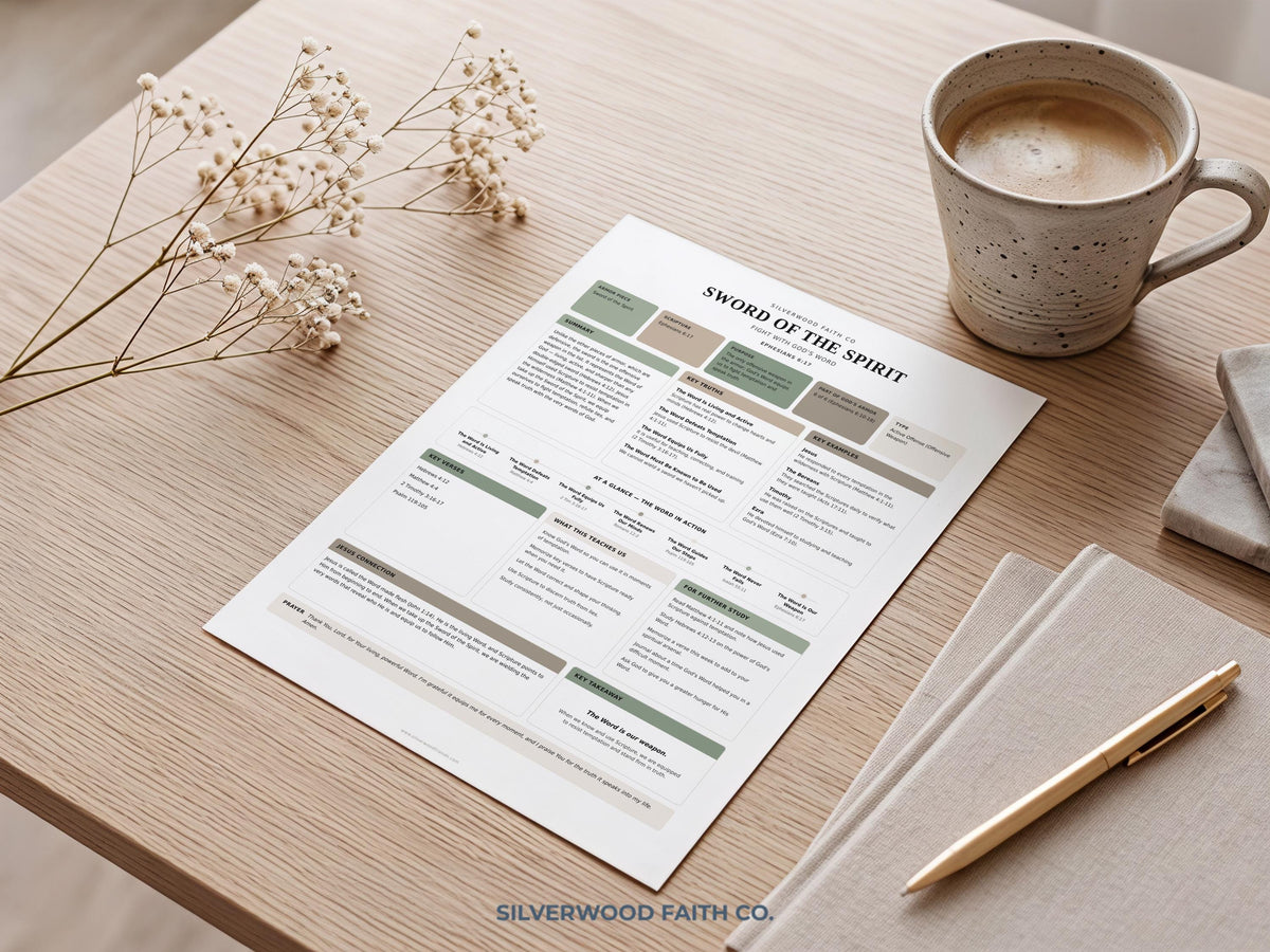 Christian learning poster featuring scripture boxes — printable Bible guide with tidy layout and neutral cottagecore aesthetic