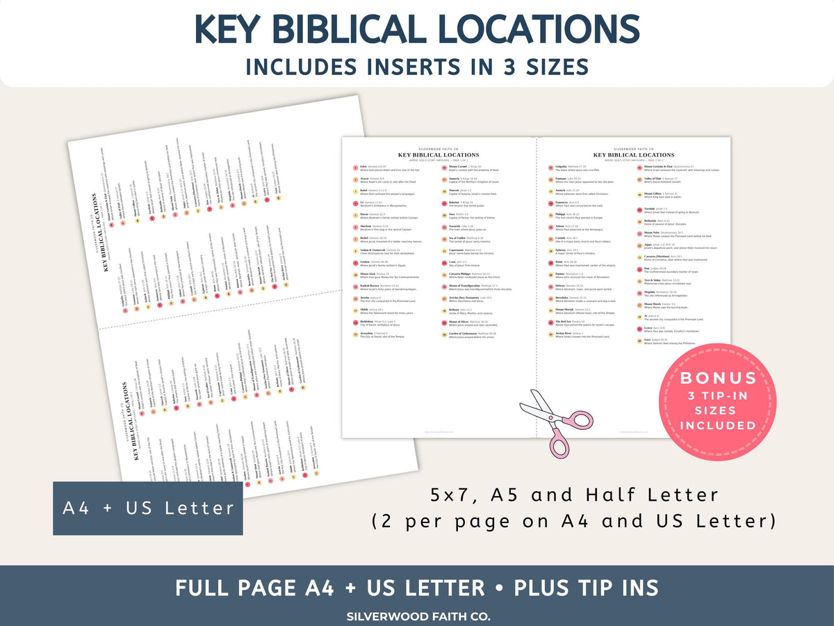 Bible Mapping Printable Study Guide, Key Biblical Map Location Reference Worksheets, Bible Map Printable PDF, CASHMERE (Digital Download)642