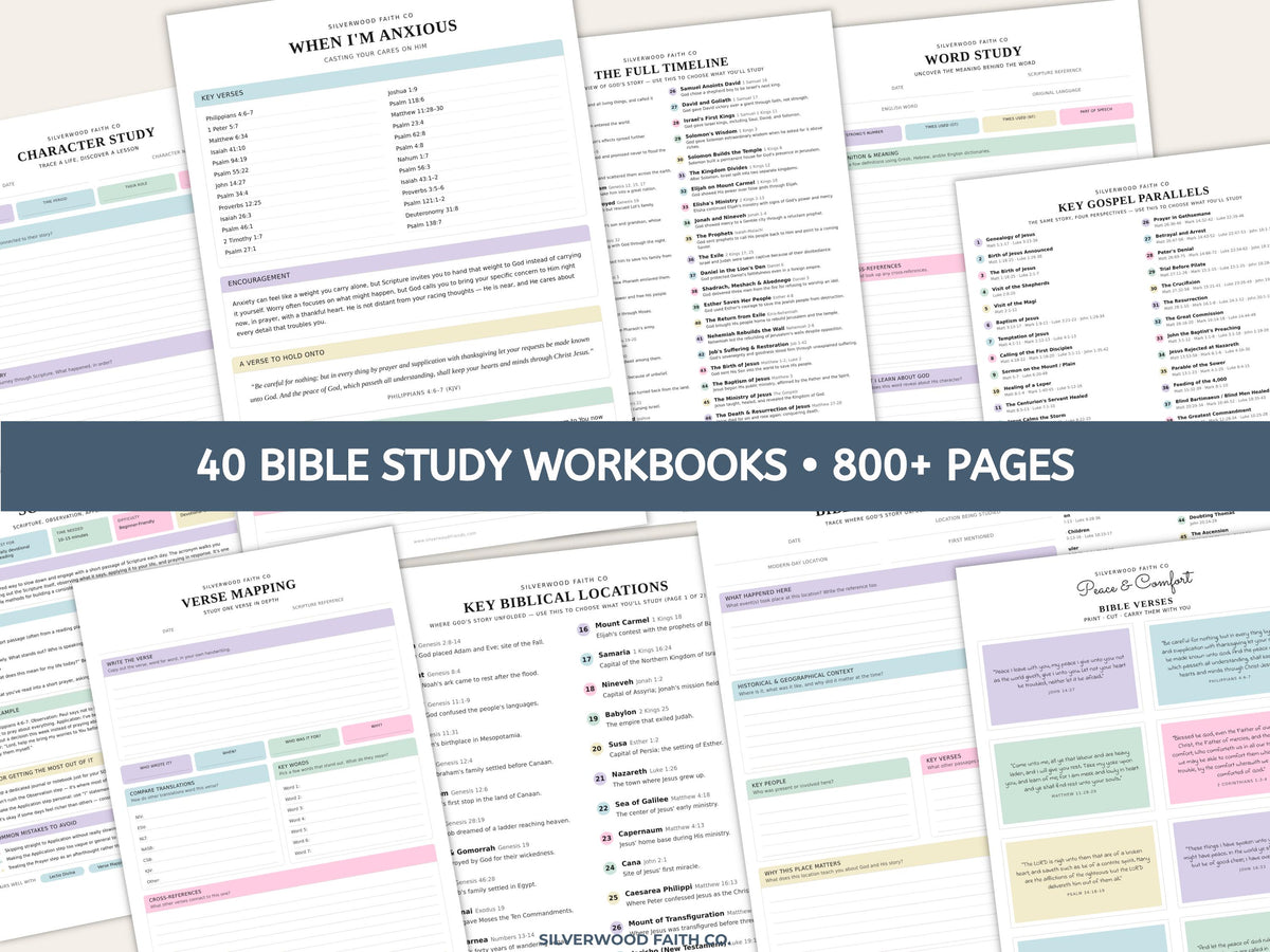Mega Bible Study Bundle, Bible Study Guides, Bible Summaries, Sunday School Lessons, Bible Study Resource Tool, PASTEL (Digital Download)