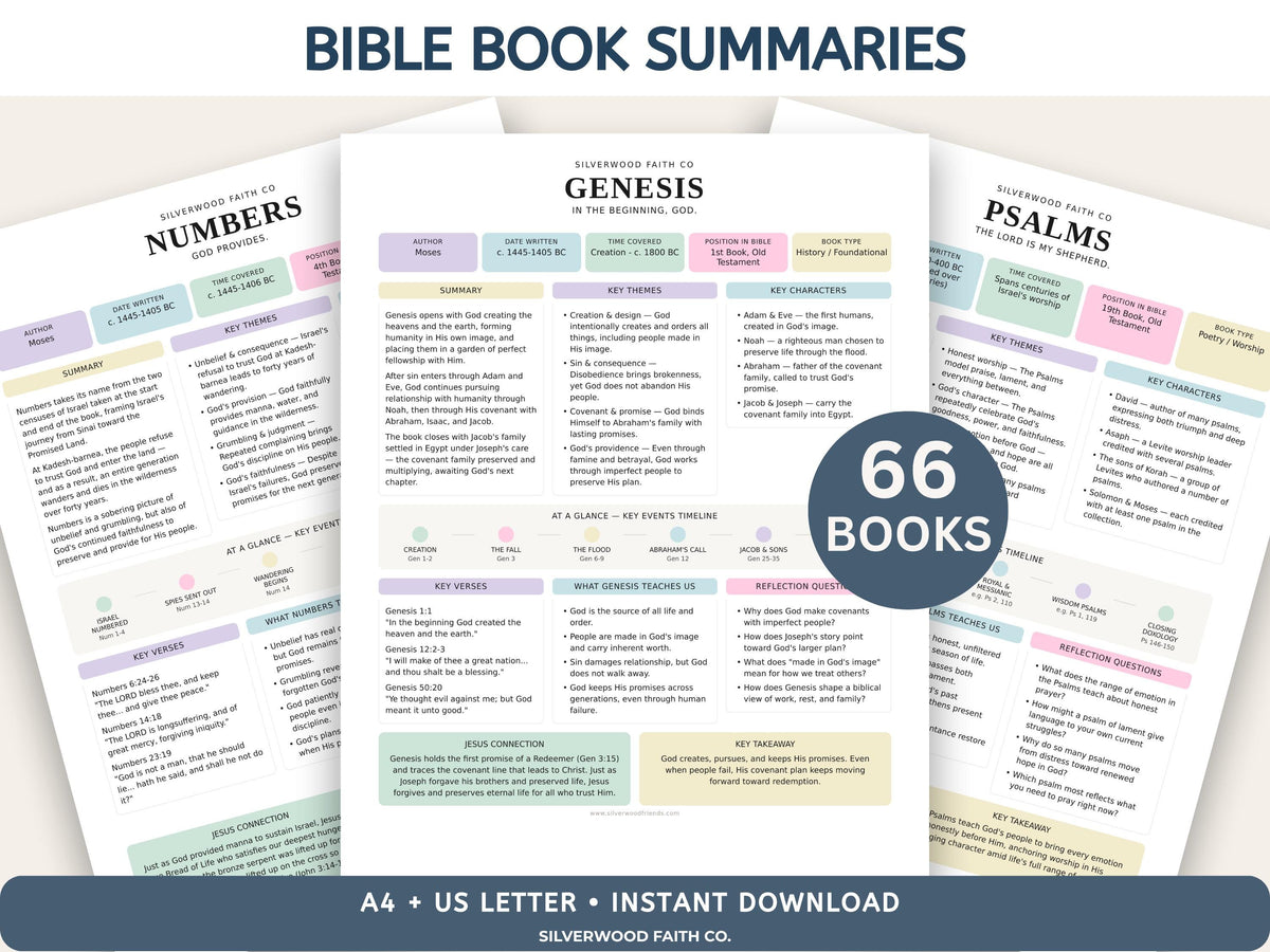Mega Bible Study Bundle, Bible Study Guides, Bible Summaries, Sunday School Lessons, Bible Study Resource Tool, PASTEL (Digital Download)