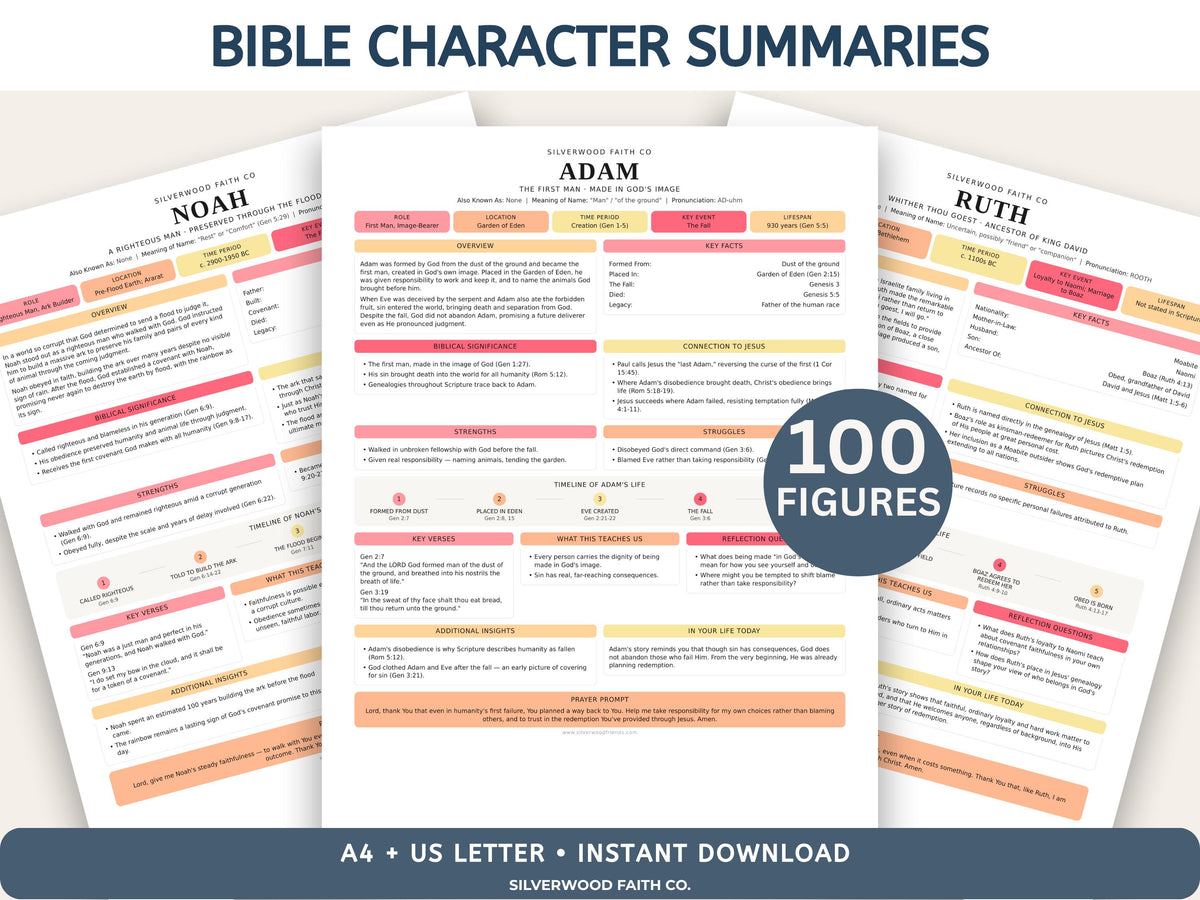 Complete Bible Study Bundle, Bible Study Guides, Bible Book Summaries, Character Summary, Bible Study Printable PDF (Digital Download)
