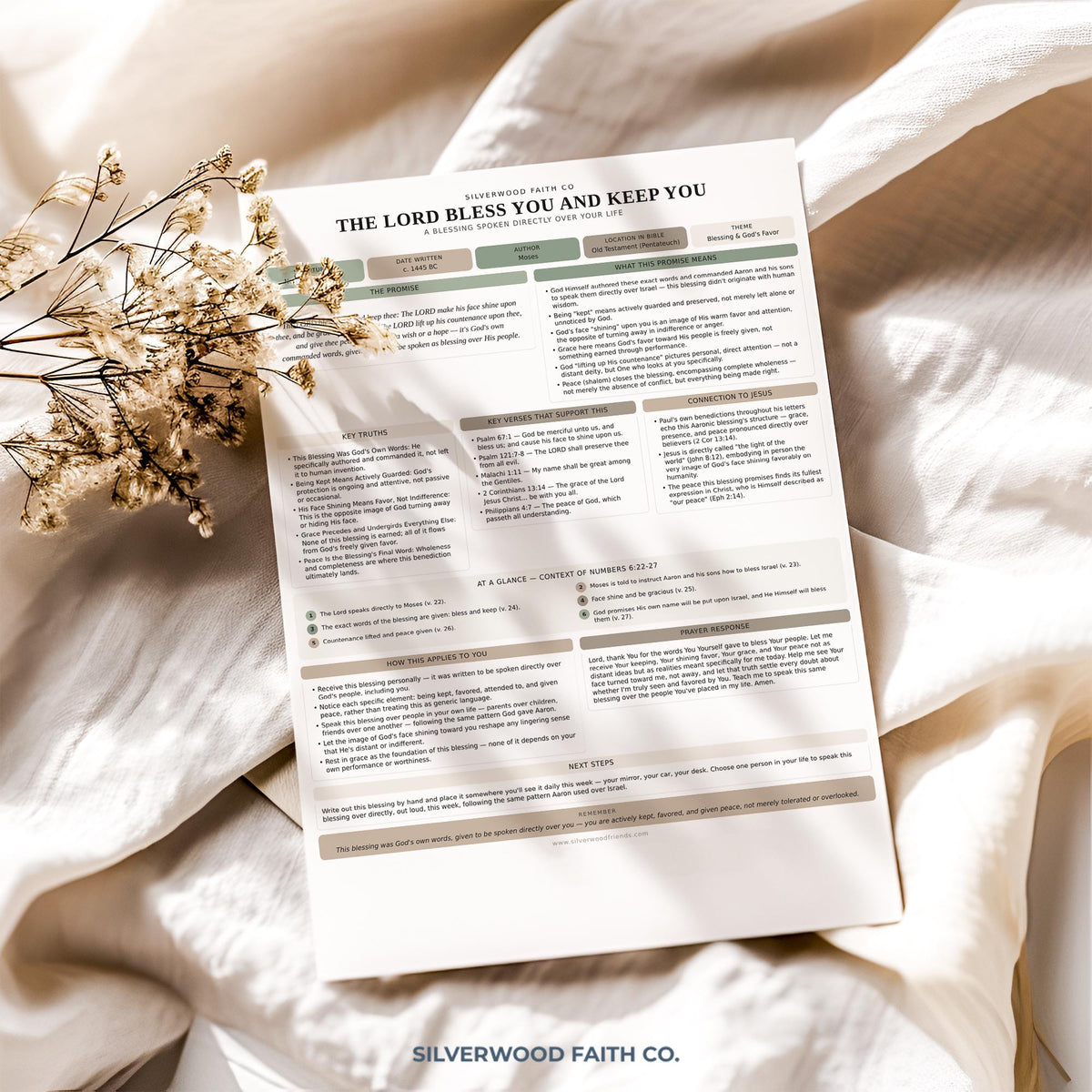 Religious scripture printable featuring promise passage — organized workbook layout with dried florals and warm coffee styling