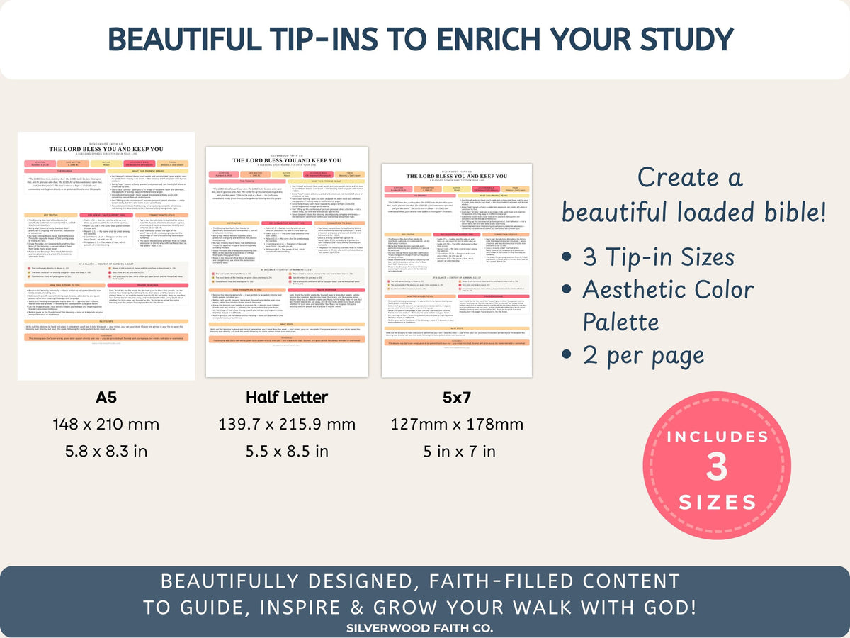 Bible Inserts Biblical Promises Summaries: 50 Promises that God Makes and Keeps, Bible Study Tip Ins, PINK MEADOW (Digital Download) 526
