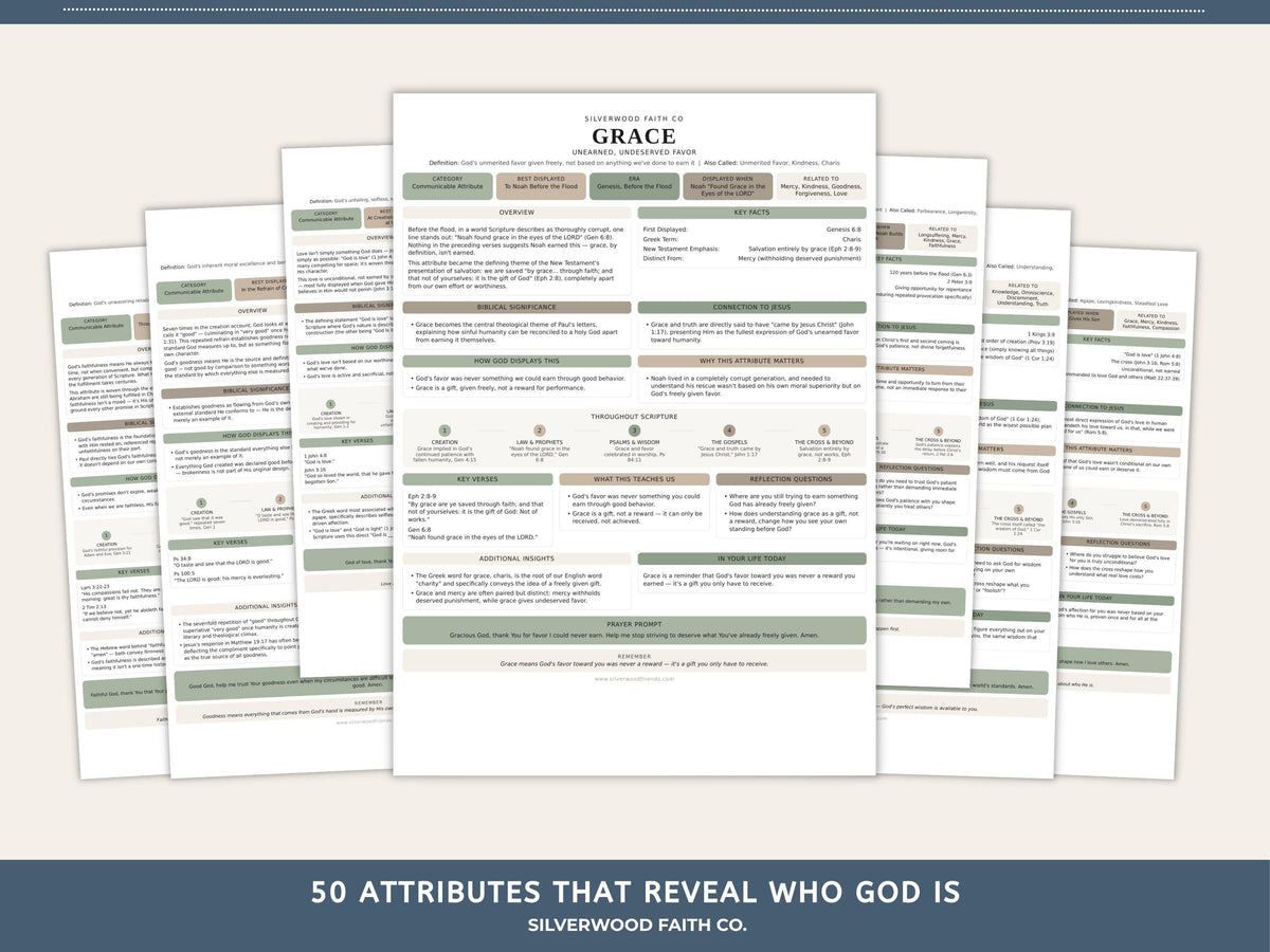 50 Attributes of God Bible Inserts, Characteristics of God Bible Tip Ins, Sunday School Printable PDF, SAGE BOTANICAL (Digital Download) 531
